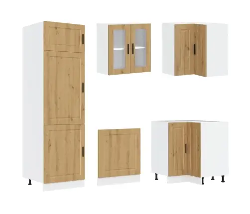 14-Osaline Köögikapi Komplekt Porto, Käsitöötamm, Tehispuit