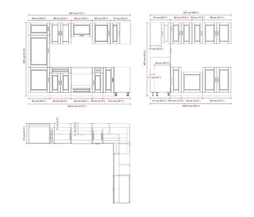 14-Osaline Köögikapi Komplekt Porto, Käsitöötamm, Tehispuit