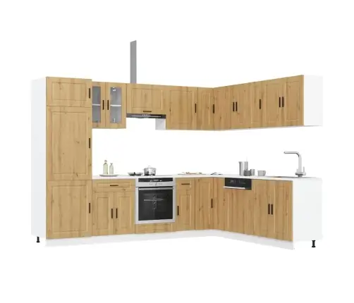 14-Osaline Köögikapi Komplekt Porto, Käsitöötamm, Tehispuit