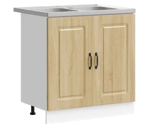 Virtuves Skapis Ar Durvīm Kalmar 2 Pcs Brūna 80 X 46 X 81.5 Cm Vidaxl