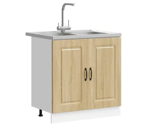 Virtuves Skapis Ar Durvīm Kalmar 2 Pcs Brūna 80 X 46 X 81.5 Cm Vidaxl