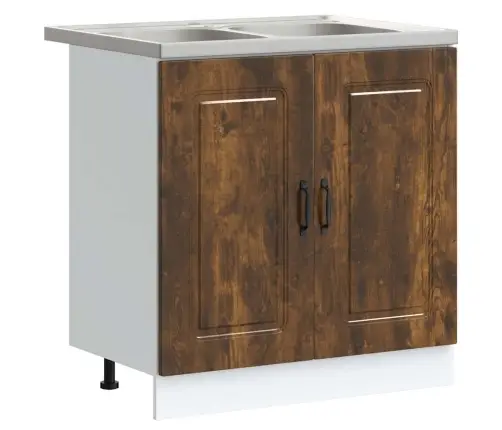 Virtuves Skapis Ar Durvīm Kalmar 2 Pcs Brūna 80 X 46 X 81.5 Cm Vidaxl
