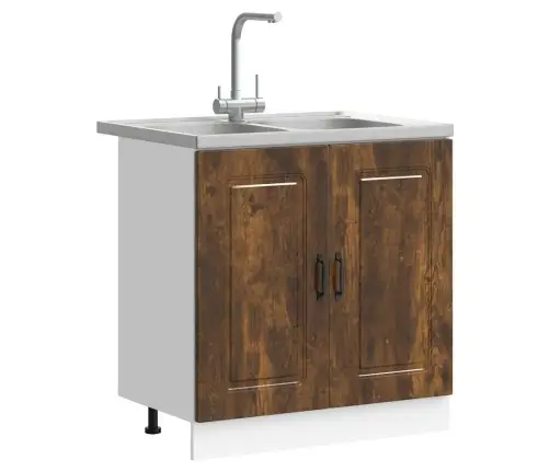 Virtuves Skapis Ar Durvīm Kalmar 2 Pcs Brūna 80 X 46 X 81.5 Cm Vidaxl
