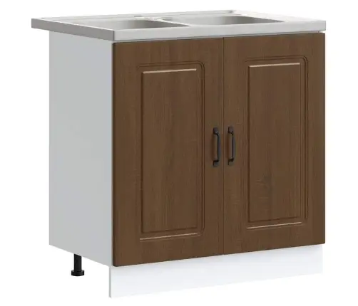 Virtuves Skapis Ar Durvīm Kalmar 2 Pcs Brūna 80 X 46 X 81.5 Cm Vidaxl