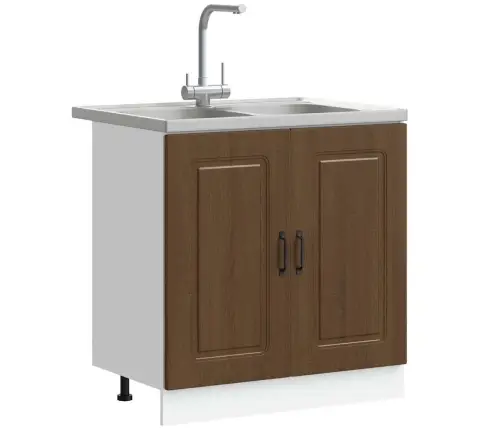 Virtuves Skapis Ar Durvīm Kalmar 2 Pcs Brūna 80 X 46 X 81.5 Cm Vidaxl
