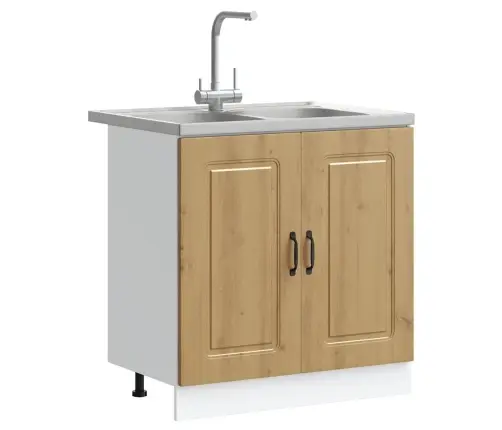 Virtuves Skapis Ar Durvīm Kalmar 2 Pcs Brūna 80 X 46 X 81.5 Cm Vidaxl