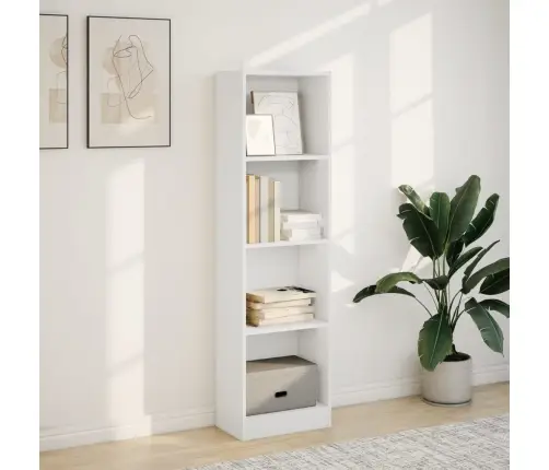 Raamaturiiul, Valge, 40X24X143 cm Tehispuit Raamaturiiul, Valge, 40X24X143 cm Tehispuit