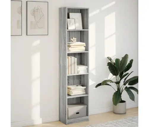 Grāmatu Plaukts, Pelēka Koka, 40X24X176 Cm, Inženierijas Koks Vidaxl