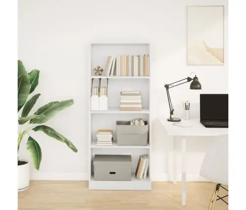 Grāmatu Plaukts, Balts, 60X24X143 Cm, Inženierijas Koks Vidaxl