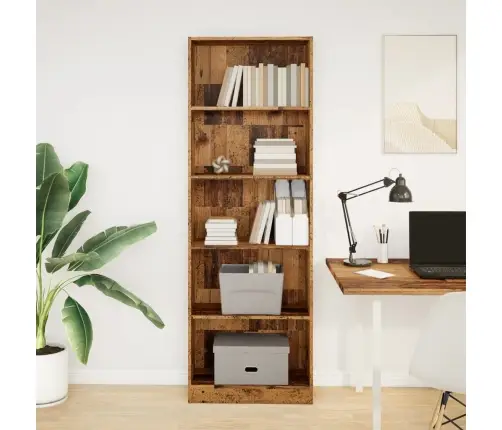 Knygų Spinta, Sendintos Medienos, 60X24X176cm Apdirbta Mediena