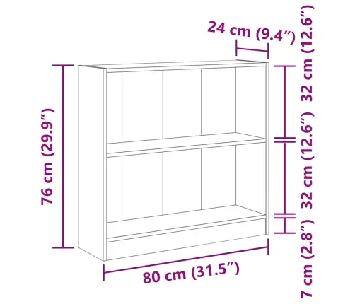 Grāmatu Plaukts, Pelēka Koka, 80X24X76 Cm, Inženierijas Koks Vidaxl