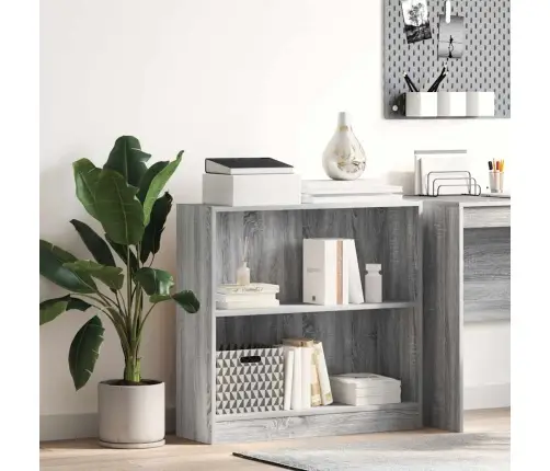 Grāmatu Plaukts, Pelēka Koka, 80X24X76 Cm, Inženierijas Koks Vidaxl