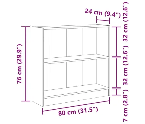Grāmatu Plaukts, Veca Koka, 80X24X76 Cm, Inženierijas Koks Vidaxl