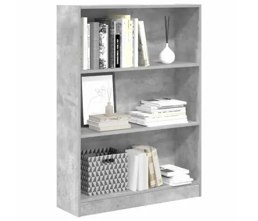 Grāmatu Plaukts, Betona Pelēks, 80X24X109 Cm, Inženierijas Koks Vidaxl