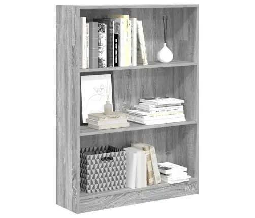 Grāmatu Plaukts, Pelēka Koka, 80X24X109 Cm, Inženierijas Koks Vidaxl