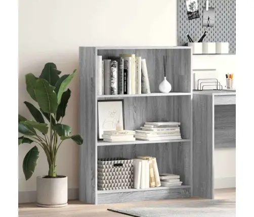 Grāmatu Plaukts, Pelēka Koka, 80X24X109 Cm, Inženierijas Koks Vidaxl