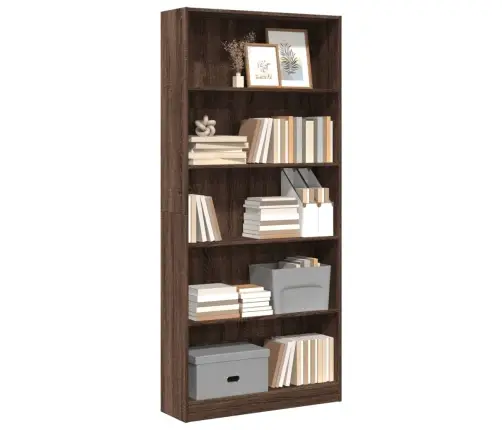 Raamatualus, Pruun Tamm, 80X24X176 cm Tehispuit Raamatualus, Pruun Tamm, 80X24X176 cm Tehispuit