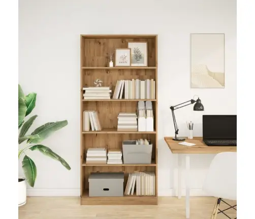 Knygų Spinta, Artisano Ąžuolo, 80X24X176cm Apdirbta Mediena