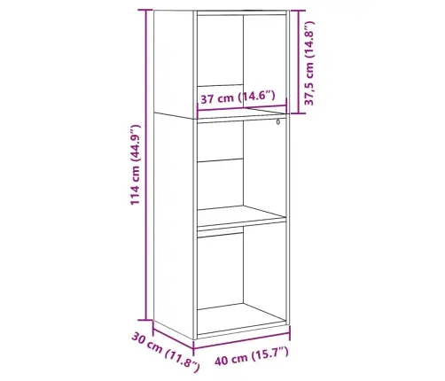 Raamaturiiul, Hall Sonoma Tamm, 40X30X114 cm Tehispuit