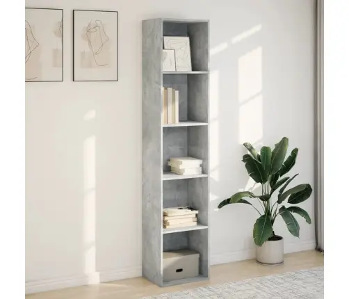 Grāmatu Plaukts, Betona Pelēks, 40X30X189 Cm, Inženierijas Koks Vidaxl