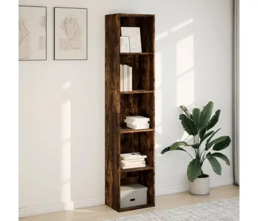 Knygų Spinta, Dūminio Ąžuolo, 40X30X189cm Apdirbta Mediena
