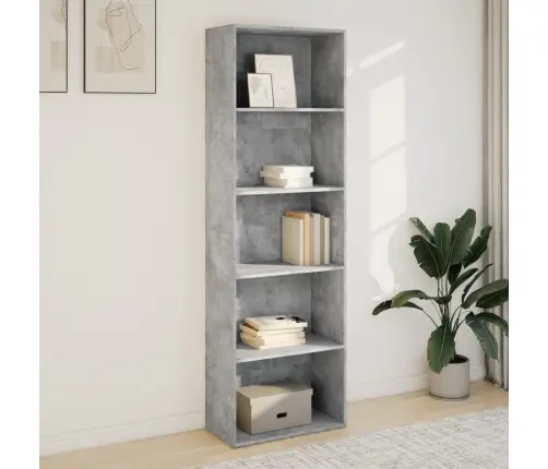 Grāmatu Plaukts, Betona Pelēks, 60X30X189 Cm, Inženierijas Koks Vidaxl