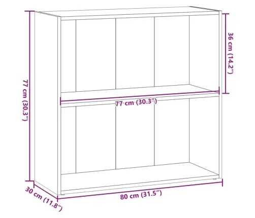 Grāmatu Plaukts, Pelēka Koka, 80X30X77 Cm, Inženierijas Koks Vidaxl