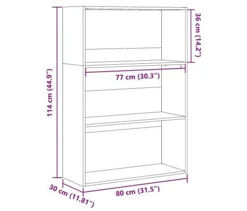 Raamaturiiul, Suitsutatud Tamm, 80X30X114 cm Tehispuit