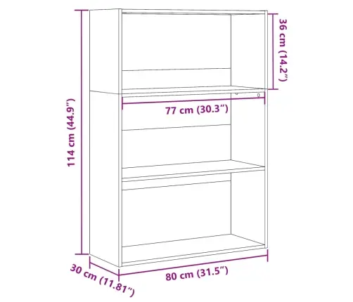 Grāmatu Plaukts, Pelēka Ozola, 80X30X114 Cm, Inženierijas Koks Vidaxl