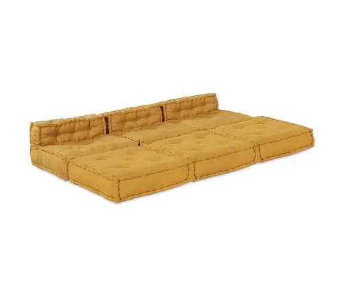 Modulārais Dīvāns 4 Pcs Dzeltena 70 X 70 X 56 Cm Audums Vidaxl