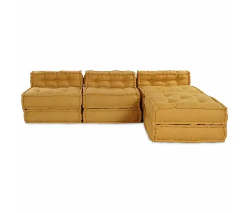 Modulārais Dīvāns 4 Pcs Dzeltena 70 X 70 X 56 Cm Audums Vidaxl