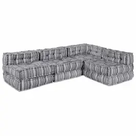 Modulinė Sofa 4 Pcs Indigo Spausdinimas 70 X 70 X 56 Cm Audinys