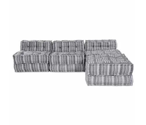4 Sēdvietu Modulārs Pouf Dīvāns Gaismas Pelēkā Audumā Vidaxl