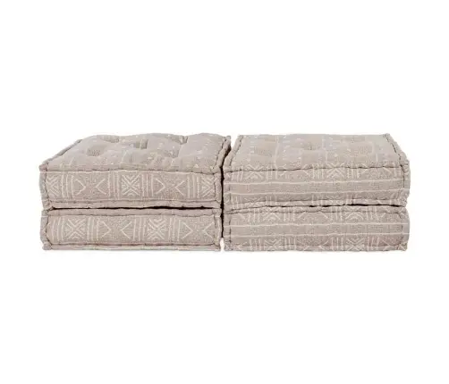 2 Sēdvietu Modulārais Pouf Dīvāns Gaiši Brūnā Audumā Vidaxl