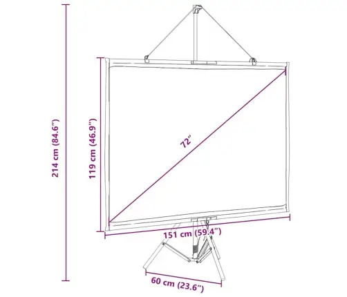 Projekcijas Ekrāns Ar Statīvu 72 Collas 4:3 Vidaxl