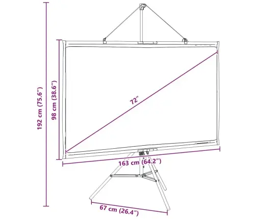 Projekcijas Ekrāns Ar Statīvu 72 Collas 16:9 Vidaxl