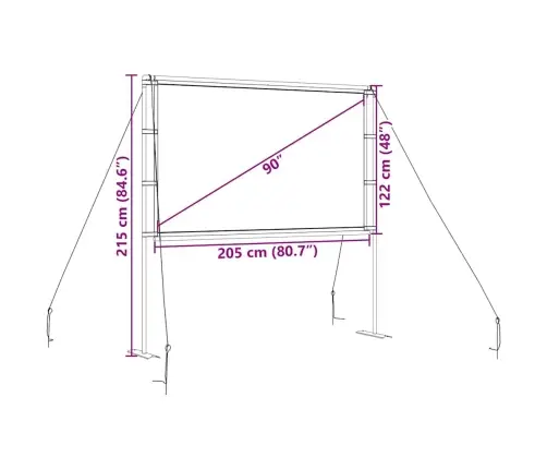 Projektoriaus Ekranas Su Stovais, 90 Colių, 16:9