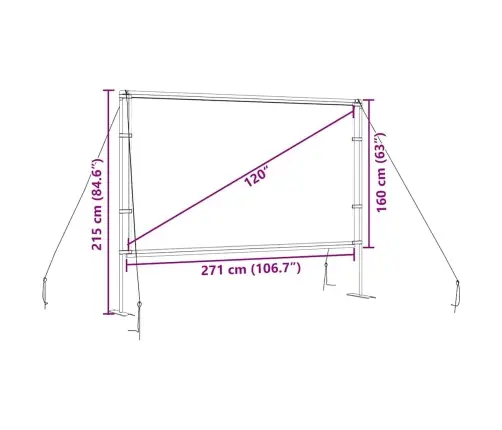 Projekcijas Ekrāns Ar Statīviem 120 Collas 16:9 Vidaxl