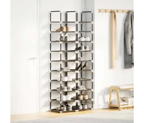 10-Līmeņu Apavu Plaukti, 2 Gab., 33X33X174 Cm, Neausts Audums Vidaxl