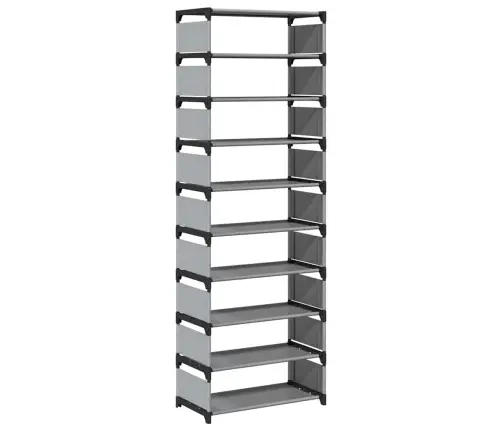 Apavu Plaukts 10 Līmeņu, Pelēks, 54X28X158 Cm, Neausts Audums Vidaxl