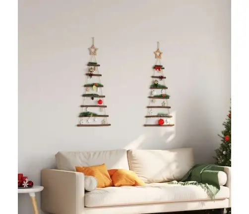 Kabančios Kalėdų Eglutės Su Žvaigždėmis Viršūnėse, 2 Vnt., 42X90cm Natūralios Šakos