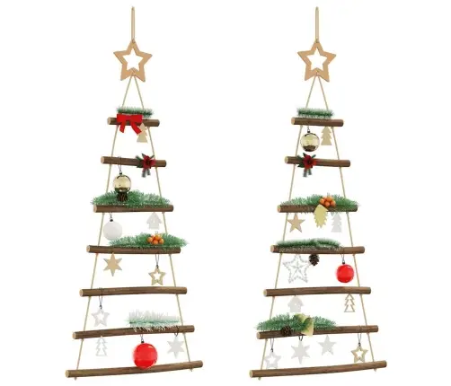 Kabančios Kalėdų Eglutės Su Žvaigždėmis Viršūnėse, 2 Vnt., 42X90cm Natūralios Šakos