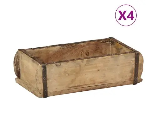 Paplātes 4 Gabali 30X15X9 Cm Cieta Koksne Atjaunota Vidaxl