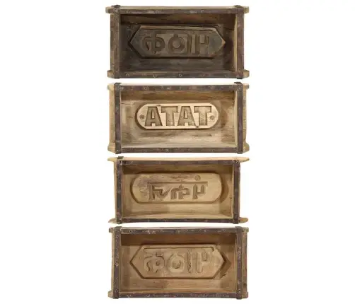 Paplātes 4 Gabali 30X15X9 Cm Cieta Koksne Atjaunota Vidaxl