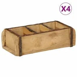 Paplāte 4 Pcs Brūna 30 X 14 X 9 Cm Cietais Atjaunotais Koks Vidaxl