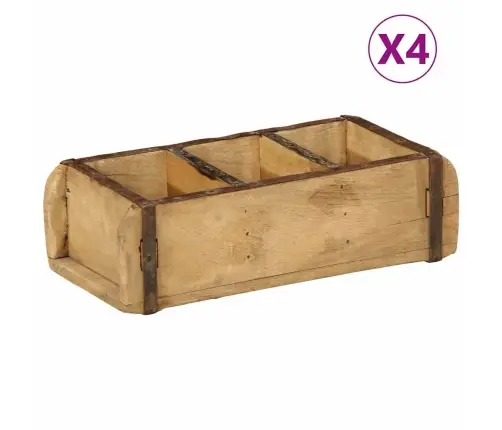 Padėklas 4 Pcs Ruda 30 X 14 X 9 Cm Kietas Atkurtas Medis