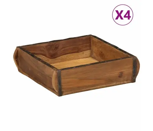 Paplātes 4 Gab 31X29X10 Cm Cieta Koka Atjaunotas Vidaxl