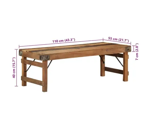 Kafijas Galdiņš 110X55X40 Cm Pārstrādāts Masīvkoks Vidaxl