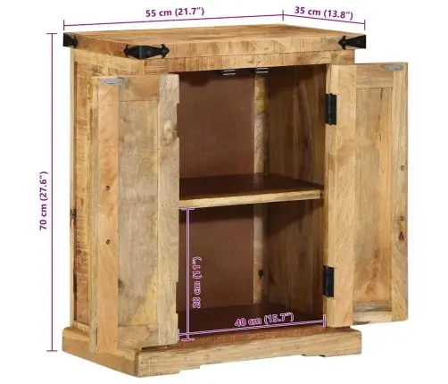 Bufete 55X35X70 Cm Masīvkoka Raupas Mango Vidaxl