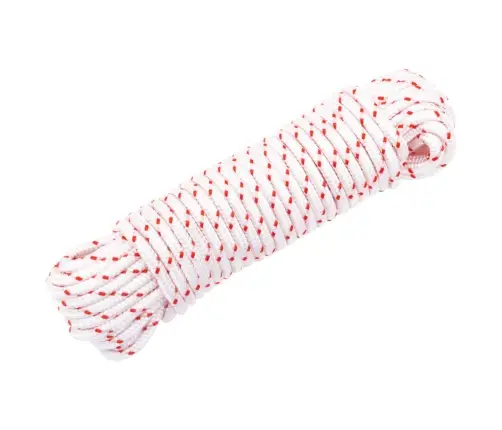 Pull Starter Cord Balta Ir Raudona Ø4 Mm 10 M Nailonas